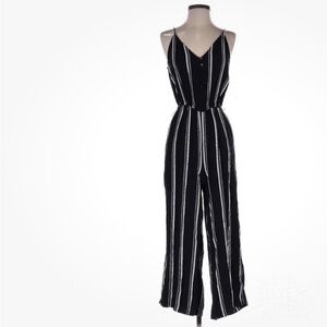 Black and White Striped Jumpsuit